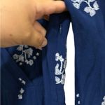 Free People  Blue White Jasmine Floral Embroidered Long Bell Sleeve Gauzy Dress 2 Photo 9