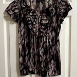 The Limited Y2K  Women's Patterned Nylon Mesh T Shirt Top sz S Small Ruffled Neck Photo 0