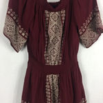 Tularosa Fiona Burgundy Off The Shoulder Embroidered Smocked Boho Dress Medium Photo 8