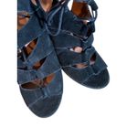 Saks 5th Avenue Saks Fifth Ave Black Leather Caged Lace up Block Chunky Heel Pumps Women Sz 7.5 Photo 1