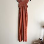 Flawless Brown Shirred Criss Cross Maxi Dress - Medium Photo 1