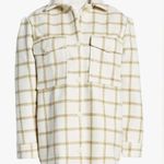 Treasure & Bond NWT$129 Treasure Bond Womens Plaid Puff Sleeve Shirt Jacket Ivory Carsonpane XL Photo 3