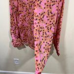 Alexis EUC  long sleeve floral size Large blouse women’s ruffled high neck cuff Photo 3