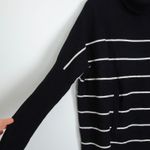 Garnet Hill Womens Striped Turtleneck Sweater Wool Cashmere XS Black Oversized Photo 4