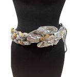 Vintage 3" wide Gold Silver Metallic Braided Rope Macrame Belt 45" long OS Photo 0