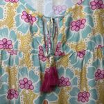Natural Life Maribel Floral Boho Top L & Shorts XL Set Mustard Turquoise Rayon Photo 7