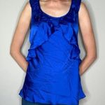 Spence Layered Ruffle Shiny Electric Blue Satin Tank Top M Med Medium Casual Photo 0