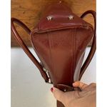 Hobo International  VTG Purse Red Brown Polished Leather Bag Zip Two Handles Photo 8