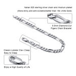 Boutique NEW Unisex Rhodium Plated 925 Sterling Silver Figaro Chain Bracelet, 8” Photo 12
