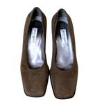 Bruno Magli Vintage Italian‎ Leather Suede Square Toe Stacked Heel Brown Size 7 Photo 1