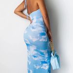 SheIn Curve Tie Dye Clouds Print Halter Open Back Dress Photo 2