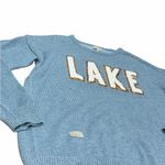 Simply Southern ✨ Women’s “LAKE” Crewneck Sweater 💦 Blue Knit | Size Large Photo 1