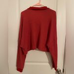 EUC Women’s Charlotte Avery Red Cropped Waffle Knit Button Down Top Size L Size L Photo 3