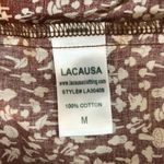 Lacausa  Playa Mini Dress Babydoll Cotton Romantic Puff Sleeve Mushroom Brown M Photo 6