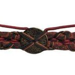 Vtg 1970s Red Teal Braided Rope Brass Buckle Hook Closure Boho Waist Belt 31" Photo 0