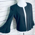 Calvin Klein  Black Bell Sleeve Open Front Blazer Jacket Size 8 Medium Photo 4