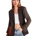 Steve Madden  Kelly Tweed Blazer in Peacoat Small New Womens Plaid Jacket Photo 12