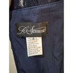 La Femme 24926 Navy Blue Scallop Sparkle Lace Embellished Ruched Satin Gown 4 Photo 7