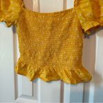 Elodie yellow floral smocked puff sleeve crop top Photo 5