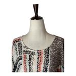 Nic+Zoe Sweater Women Large Ivory Linen Blend Knit Geometric Femme Sleeve Artsy Photo 2
