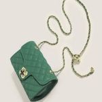 Vegan Quilted Textured Flap Crossbody Bag Green Photo 2