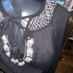 Torrid black smock peasant flowy embroidered skater dress Photo 3