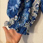 Farm Rio  Blue and White Floral Full Of Flowers Ruffle Jumpsuit Size Small Photo 7