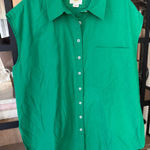 Anthropologie Maeve  button down shirt tunic pocket collar short sleeve kelly top Photo 0