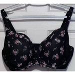 secret treasures  Black Floral Pink Lace Overlay on part Underwire Bra Size 40DDD Photo 0