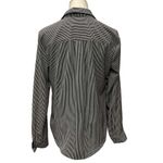 Adrienne Vittadini Button Up Shirt Black White Striped Long Tab Sleeve Size S Photo 3