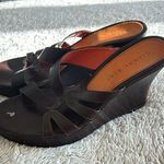 Gianni Bini  Women's 8 Zig Zag Slip On Wedge Heel Brown Leather Cutout Sandals Photo 0