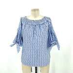 Scotch & Soda  Off-the-Shoulder Tie‎ Sleeve Top Blue Stripe Size Small Photo 1