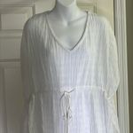 Aerie  White Striped Oversized Drawstring Beach/Pool V-Neck Coverup w/ Slits-XS-S Photo 7