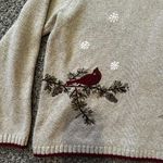 Croft & Barrow Croft-barrow Women's Vintage Christmas Winter Cream and Red Cardigan Photo 4