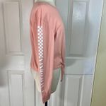 Hollister  graphic long sleeve t-shirt, women's oversize small pink tie front top Photo 3