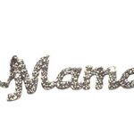 Vintage Sterling Silver Mama Script Pendant Necklace CZ Stones Estate Adj 18" Photo 1