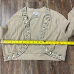 Cache  Vintage Y2K Tan Beaded Crop Cardigan Large Workwear Casual Old Money Photo 5