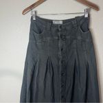 Free People grey distressed pleated button front denim maxi skirt 24/00 Photo 2
