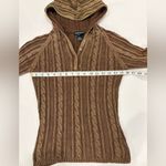 Vintage Misdemeanor Brown Y2K Cable Knit Hooded Sweater Size Medium FLAW Photo 2
