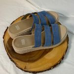 Eileen Fisher Mayla Womens Denim Wedge Sandals Sz 8 Triple-Band Cushioned Comfy Photo 1