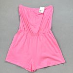 Forever 21  Romper Womens L Pink Icing Jumpsuit Short Strapless Pockets NWT Photo 0