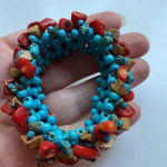 Boutique Turquoise Tiger’s‎ Eye Red Jasper Stretch Bracelet Chunky Stone Bracelet Photo 0