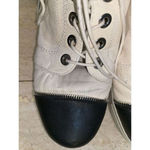 Stuart Weitzman  zipit leather hightop sneaker 9M White‎ Black Photo 10