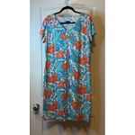 Talbots  NWT Dress Womens Orange Floral V Neck Knee Length Short Sleeve Size L Photo 1