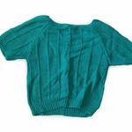 Erika 80’s Chunky Turquoise Green Knit Short Sleeve Sweater Photo 4