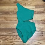 Maje Cut-Out Green Knit Asymmetrical Strap Bodysuit Size 1 (Small) Photo 2