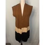 Chico's Reversible Cardigan Vest Sleeveless Sweater Color Block Brown Black Photo 3