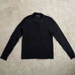 Binj Basics Ribbed Knit Long Sleeve Polo Collar Fitted Sweater Black Size XL Photo 5