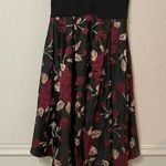 Hutch Anthropologie  Black Red Floral Cowl Neck Knee Length Dress Womens 6 Formal Photo 4