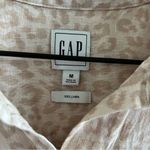 Gap  100% Linen Neutral Leopard Long Sleeve Button Front Top Blouse Shirt Medium Photo 2